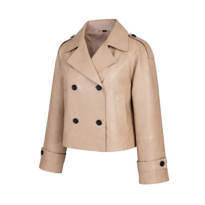 Chaqueta de Piel Estilo Trench Cropped modelo HANNAH