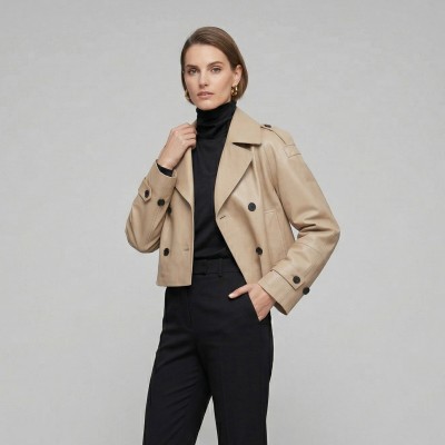 Chaqueta de Piel Estilo Trench Cropped modelo HANNAH