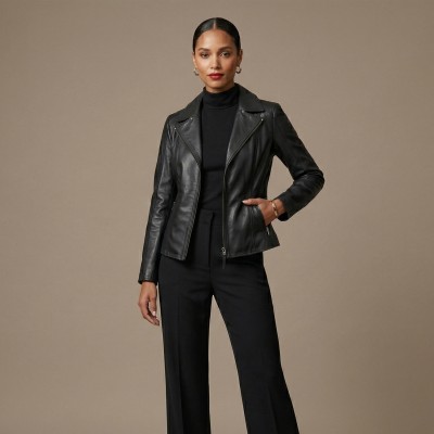 Chaqueta de piel con cremallera CORELLA