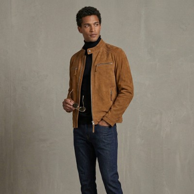 Chaqueta de ante con cremallera modelo GALAN