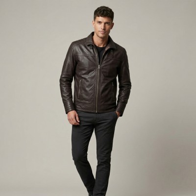 Chaqueta de piel cuello clasico modelo GARBO