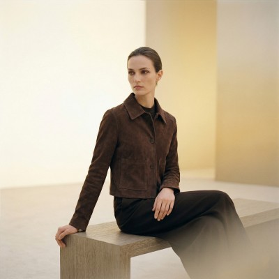 Chaqueta de ante abotonada modelo SARA