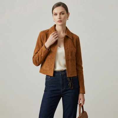 Chaqueta de ante abotonada modelo SARA
