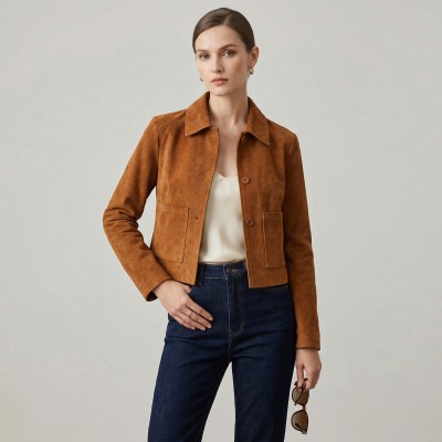 Chaqueta de ante abotonada modelo SARA
