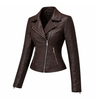 Chaqueta de piel estilo biker con cremallera modelo NORA