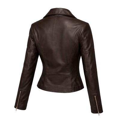 Chaqueta de piel estilo biker con cremallera modelo NORA
