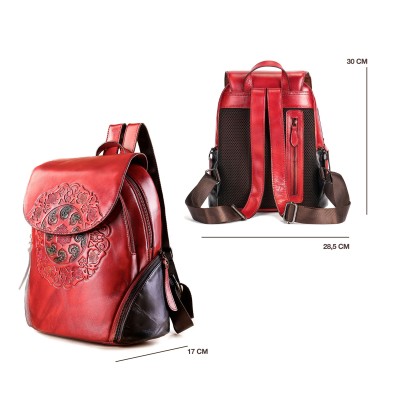 Mochila de piel con cremalleras 23x32x15 cm EXOTIC