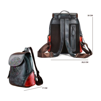 Mochila de piel con cremalleras 23x32x15 cm EXOTIC