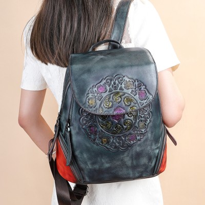 Mochila de piel con cremalleras 23x32x15 cm EXOTIC