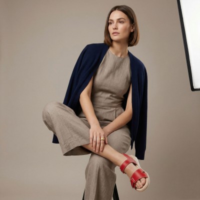 Sandalias planas de piel con velcro modelo BOBBE