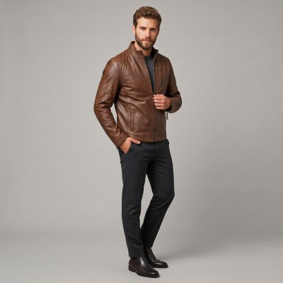 Chaqueta de piel con cremallera ROCHA