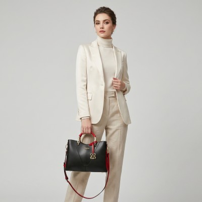 Bolso de piel doble asa 26x19x10 cm CRUDE