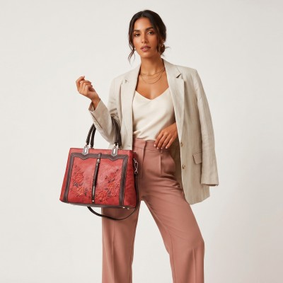 Bolso de piel con doble asa 28x21x11 cm ROSES