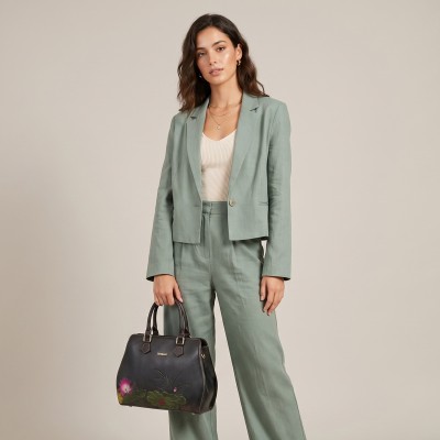 Bolso de piel grabado con doble asa 29,5x25x13 cm OMORI