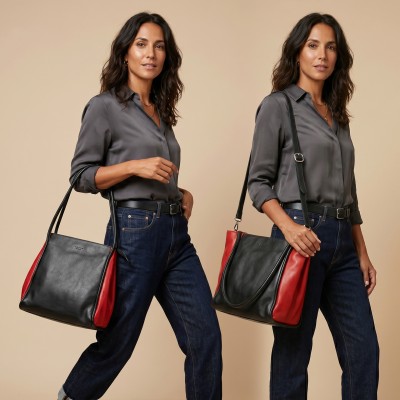 Bolso de piel con doble ancho 31x27x14 cm CHUEA