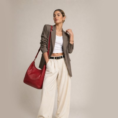 Bolso de piel con cremallera 22x19x8 cm MINE