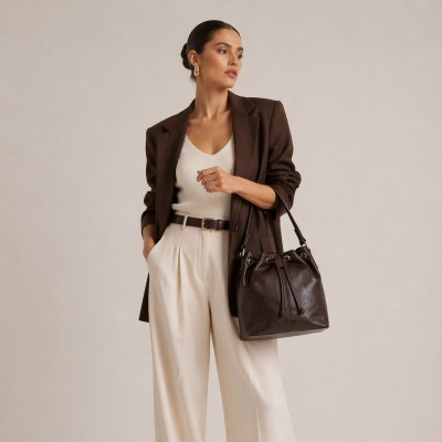 Bolso de piel con asa de mano 29x25x13 cm ASSAL