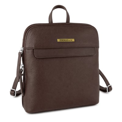 Mochila de piel natural de mujer estilo casual  25x24x6 cm