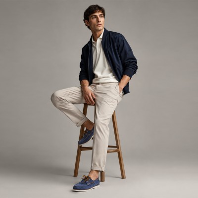Mocasines de piel serraje con cordones modelo VERANO