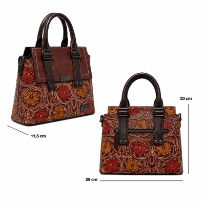 Bolso de piel doble asa 23x29x11,5 cm ARABESCO
