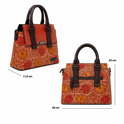 Bolso de piel doble asa 23x29x11,5 cm ARABESCO
