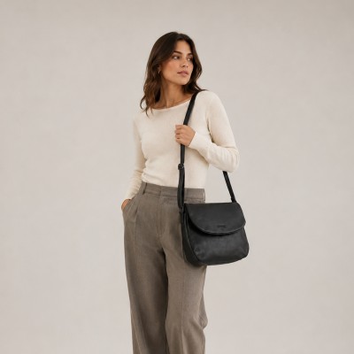 Bolso de solapa de piel 23x28x5 cm CORDE