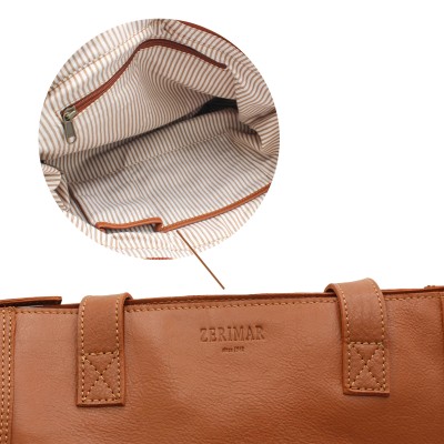 Bolso de piel con cremallera y doble asa 27x40x12 cm YOURS