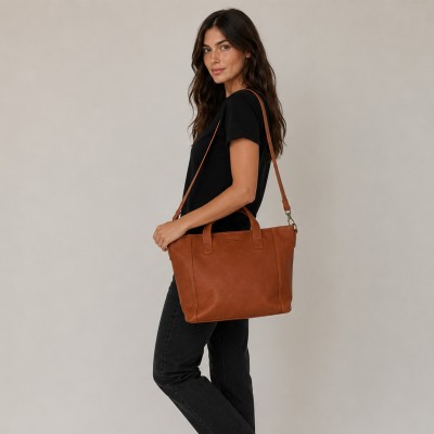Bolso de piel con cremallera y doble asa 27x40x12 cm YOURS