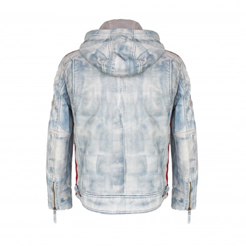Chaqueta con capucha de piel con parches BOLLWO