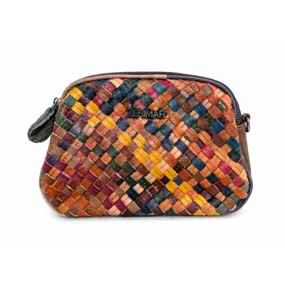 Bolso de piel con doble asa 22x15x7 cm TRENZA