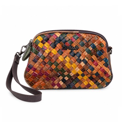Bolso de piel con doble asa 22x15x7 cm TRENZA