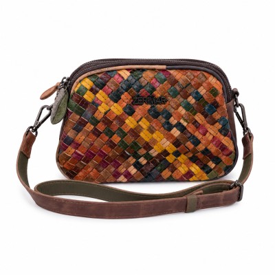 Bolso de piel con doble asa 22x15x7 cm TRENZA