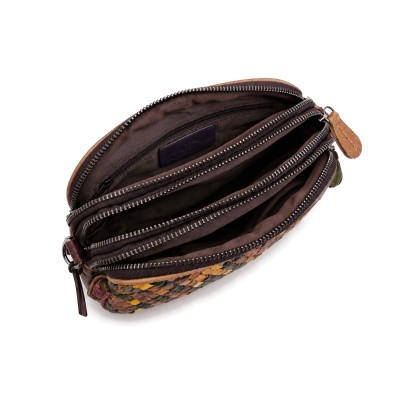 Bolso de piel con doble asa 22x15x7 cm TRENZA