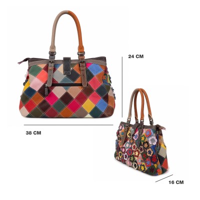 Bolso de piel con doble asa 38x24x16 cm BAGEI
