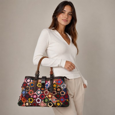 Bolso de piel con doble asa 38x24x16 cm BAGEI