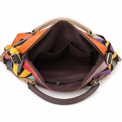 Bolso de piel con triple asa 42x35x12 cm GEOMETRIC