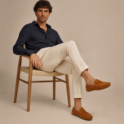 Mocasines de ante natural con antifaz modelo BONNY