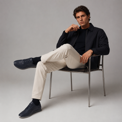 Sneakers de piel con cordones modelo VALLE