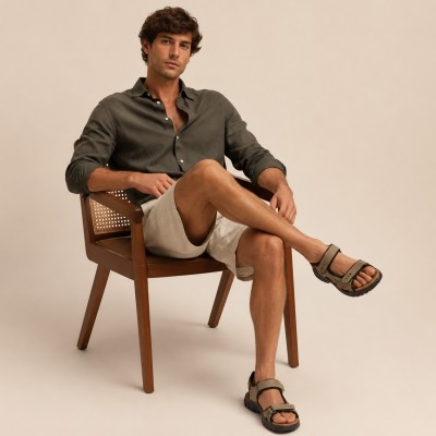 Sandalias de piel STONE con cierre de velcro