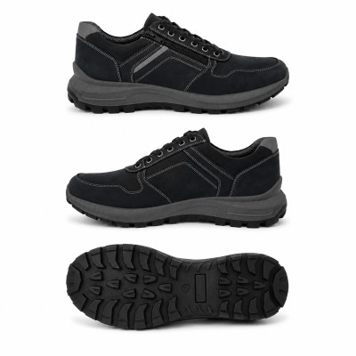 Sneakers de piel con cordones y cremallera