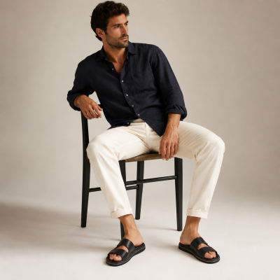 Sandalia de piel ajustable con velcro modelo JOUSKA