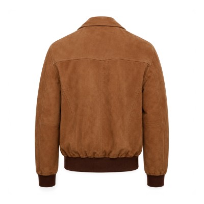 Chaqueta de ante cuello clasico y cremallera modelo FABBIO
