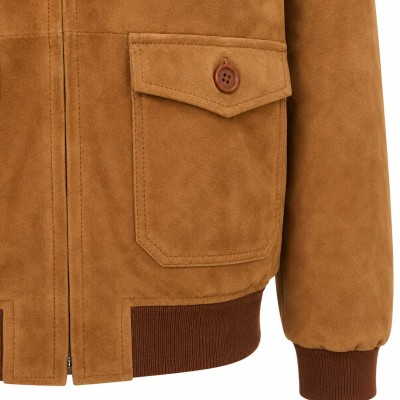 Chaqueta de ante cuello clasico y cremallera modelo FABBIO