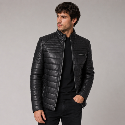 Chaqueta de piel acolchada BLUEBERRY