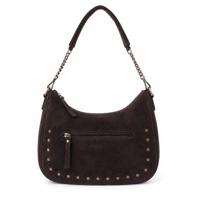 Bolso de serraje con doble asa y tachuelas 32x20x10 cm