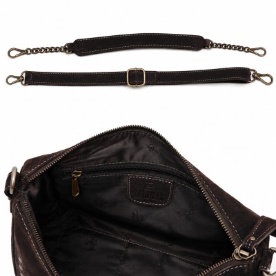 Bolso de serraje con doble asa y tachuelas 32x20x10 cm