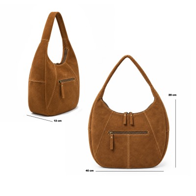 Bolso de serraje tipo boho de hombro 40x28x12 cm