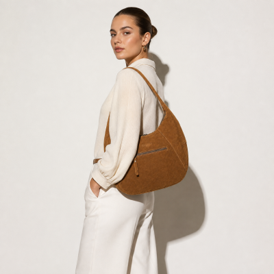 Bolso de serraje tipo boho de hombro 40x28x12 cm