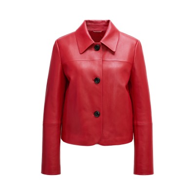 Chaqueta de piel abotonada...