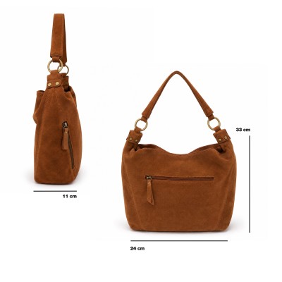 Bolso de serraje doble asa 33x24x11 cm POVE